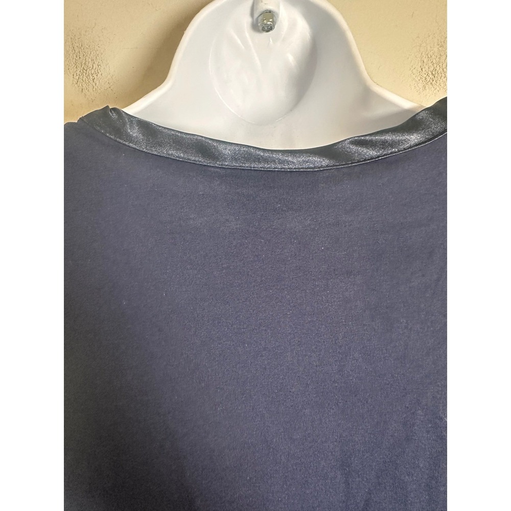 Temperley London Navy Blue Cotton Long Sleeve Top Satin Trim Mesh Detail Mens M‎ - Picture 4 of 9